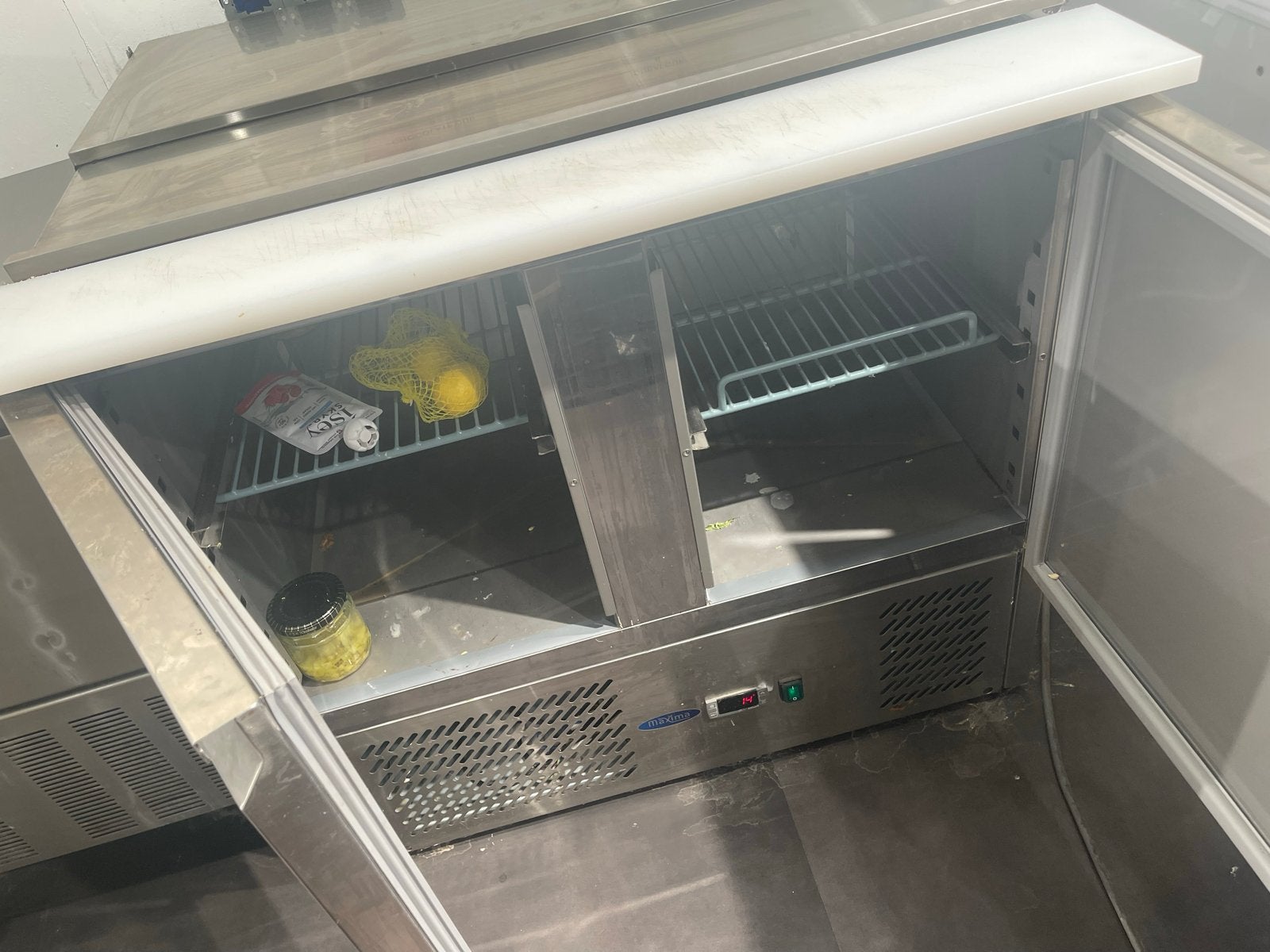 Professionele RVS Koelwerkbank met snijplank, 85 tot 120 cm, 200 liter of meer, 60 cm of meer, Ophalen of Verzenden