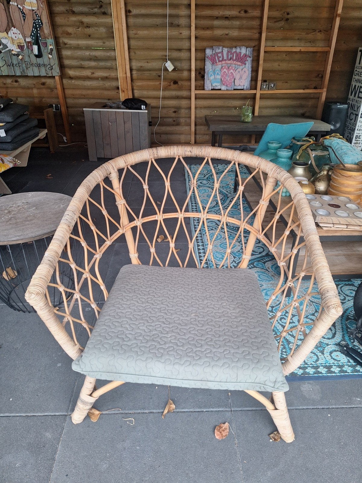 Grote rieten rotan stoel ikea iets verweerd verder in goede, Ophalen, Gebruikt, Rotan