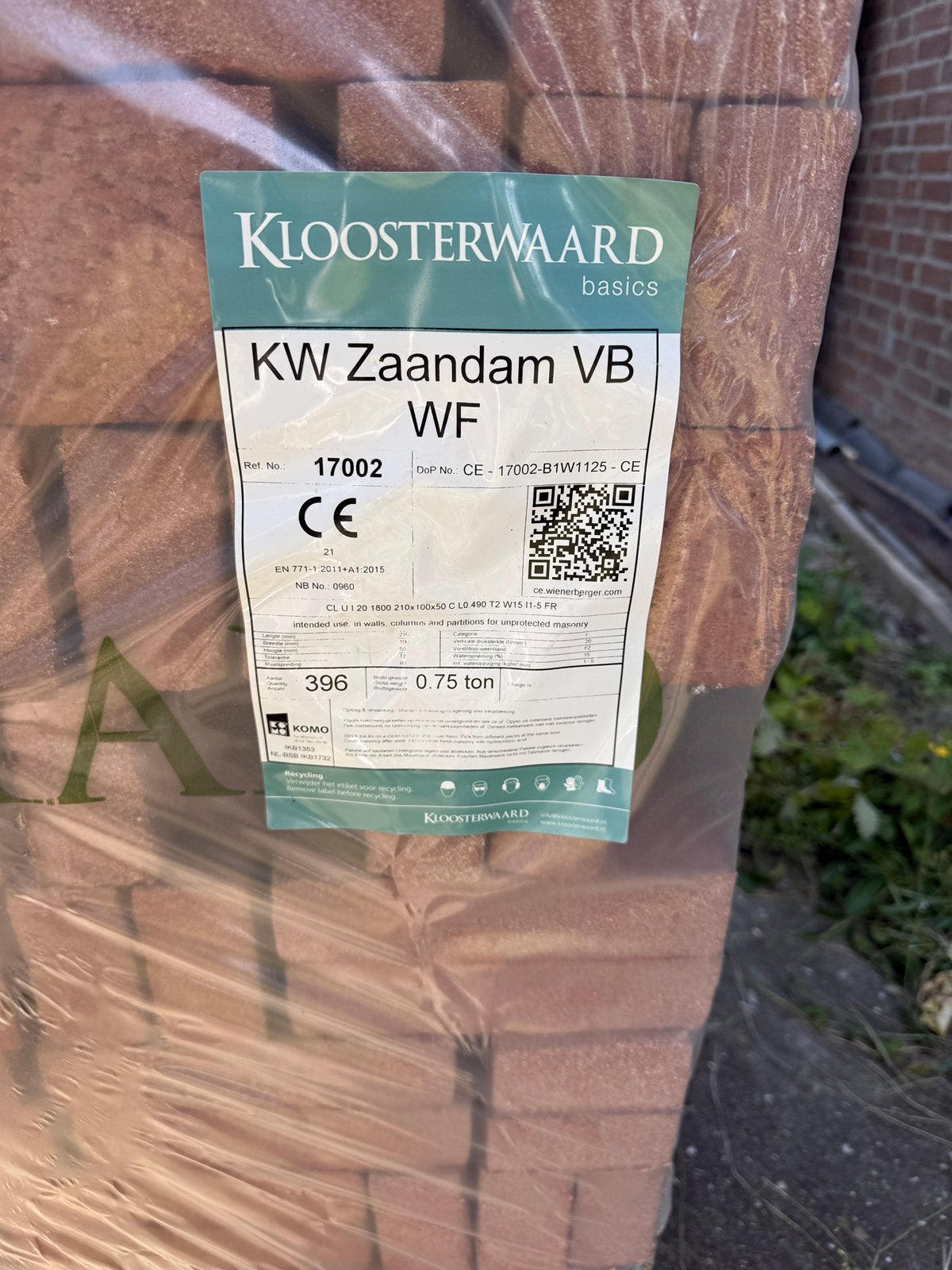 Kloosterwaard metselstenen gevelstenen, Ophalen, Nieuw, Bakstenen