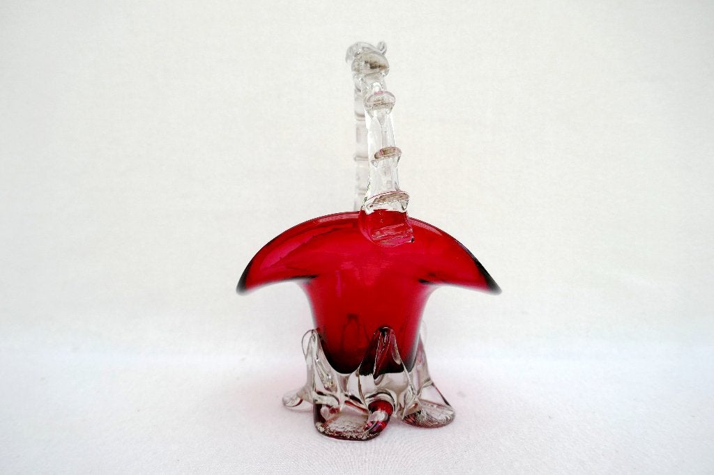 Boheems glas - Art Deco schaaltje / bonbonnière, Verzenden, Overige typen, Overige vormen, Met hengsel