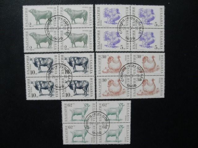 Postzegels dieren Bulgarije 1991 blokken van 4 - cw. € 12,-, Ophalen of Verzenden, Gestempeld, Dier of Natuur