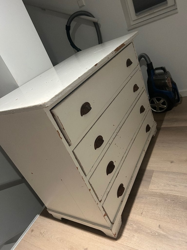 Vintage ladekast wit - Charmante opbergruimte, Ophalen, Gebruikt, 100 tot 150 cm, Vintage, Brocante, Landelijk