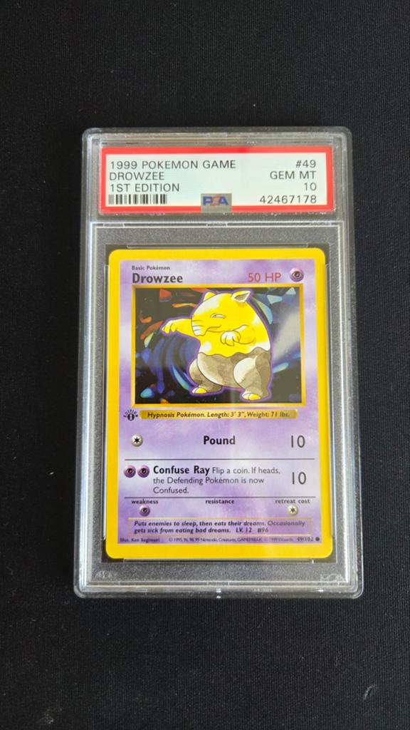Pokemon Base Set PSA 10 - Drowzee - 1st Edition | Shadowless, Ophalen of Verzenden, Zo goed als nieuw