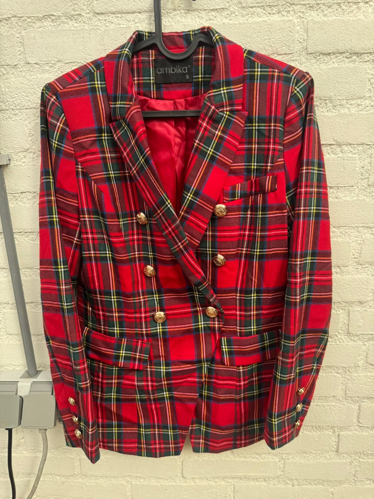 Rood geruite blazer maat s, Ophalen of Verzenden, Zo goed als nieuw