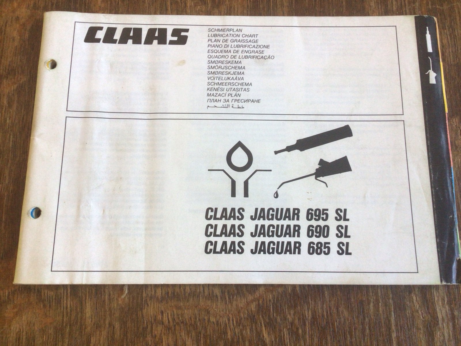 Claas Jaguar 695 SL, 690 SL, 685 SL Smeerplan, Ophalen of Verzenden, Gelezen