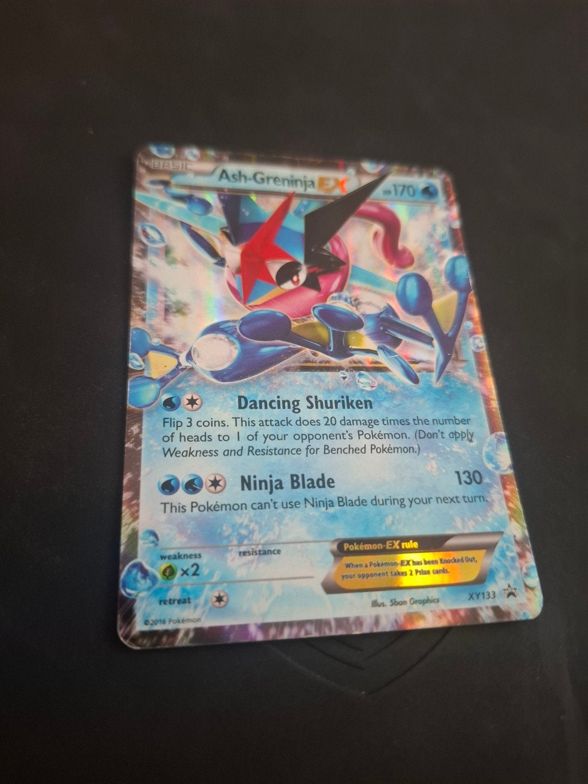 Ash-Greninja EX Pokémon Kaart XY133 Foil, Ophalen of Verzenden, Gebruikt, Losse kaart, Foil