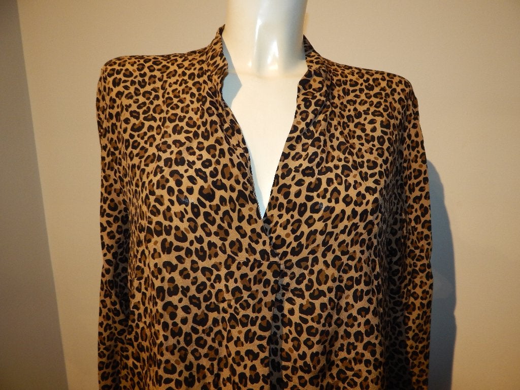 Marccain zijde top jaguar print natuurlijke tinten trendy N5, Maat 38/40 (M), Zo goed als nieuw, Lange mouw, Marccain