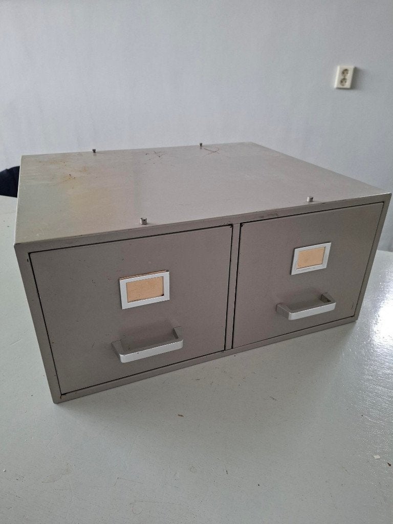 vintage archiefladen metalen ladeblok industrieel design, Ophalen of Verzenden