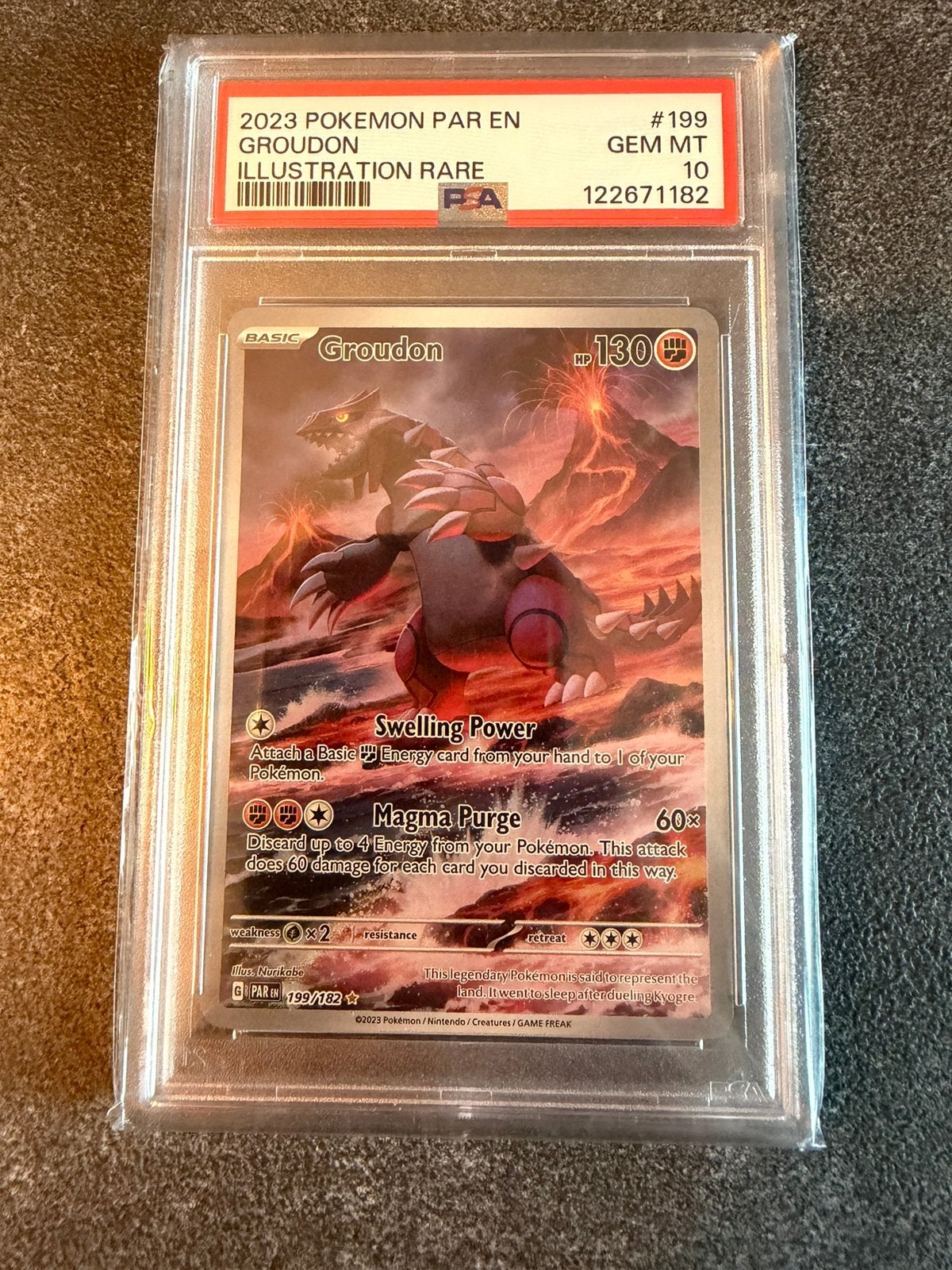 Groudon 199 Pokémon Paradox Rift Graded PSA 10, Ophalen of Verzenden, Zo goed als nieuw