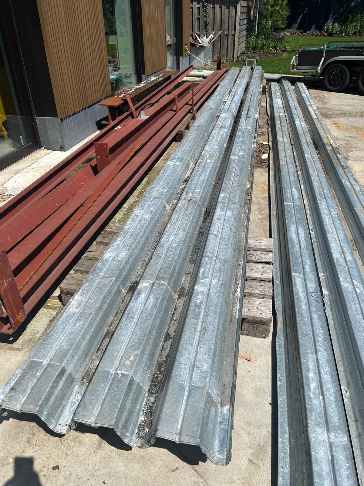 Steeldeck platen 9,5m, Doe-het-zelf en Verbouw, Metalen, Ophalen, Gebruikt, IJzer