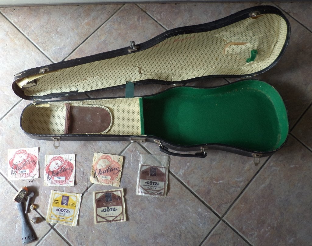 Vintage oude vioolkoffer viool koffer snaren, Muziek en Instrumenten, Ophalen of Verzenden, Gebruikt, Overige formaten, Viool