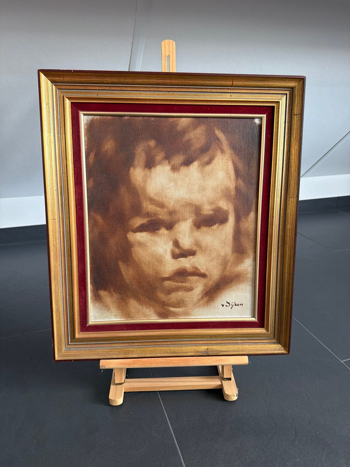 Schilderij van Syben - Portret van een baby, Antiek en Kunst, Kunst | Schilderijen | Klassiek, Ophalen