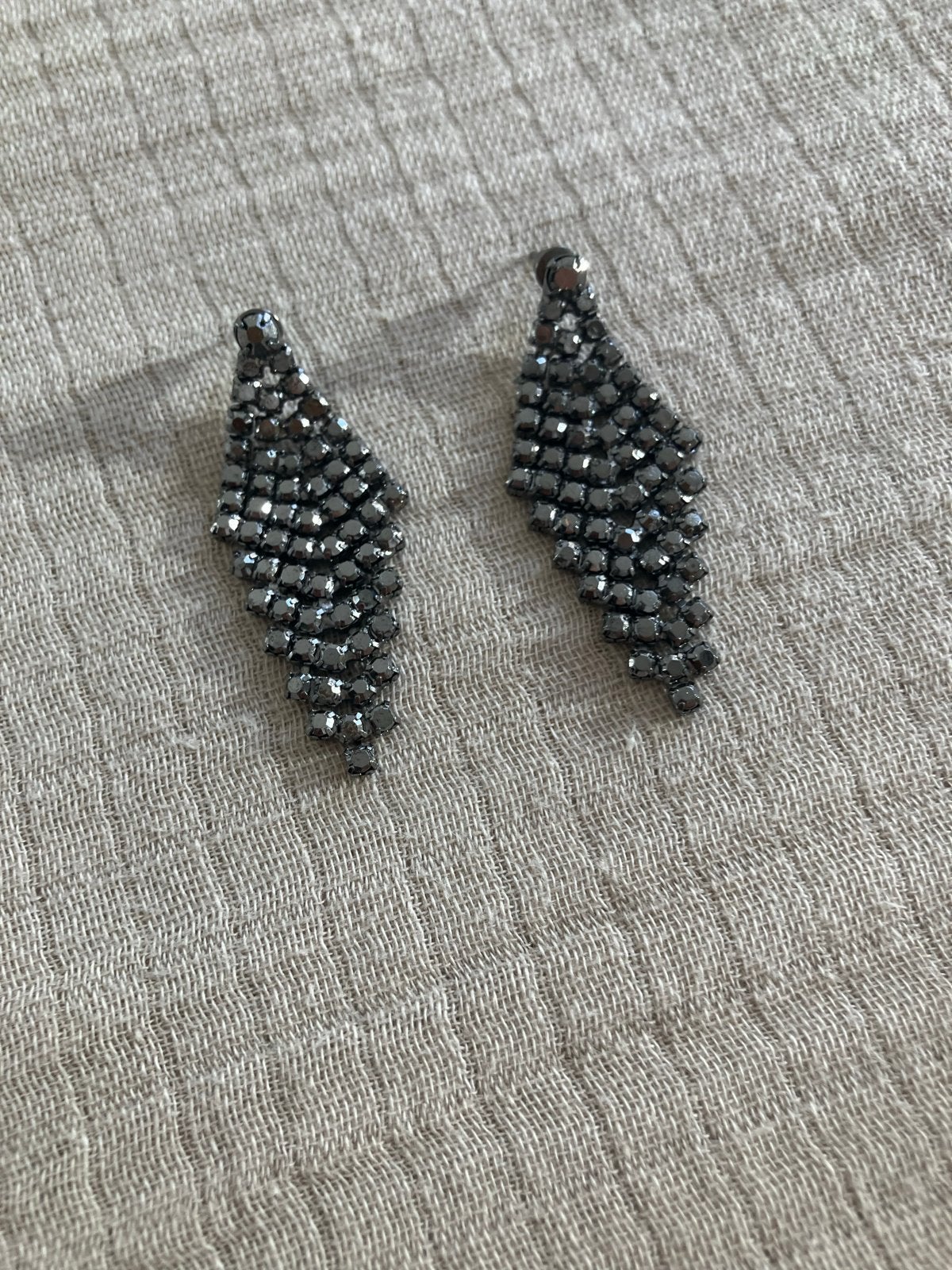 Elegante Zwarte Strass Oorbellen - Hangers, Overige materialen, Hangers, Verzenden, Zwart