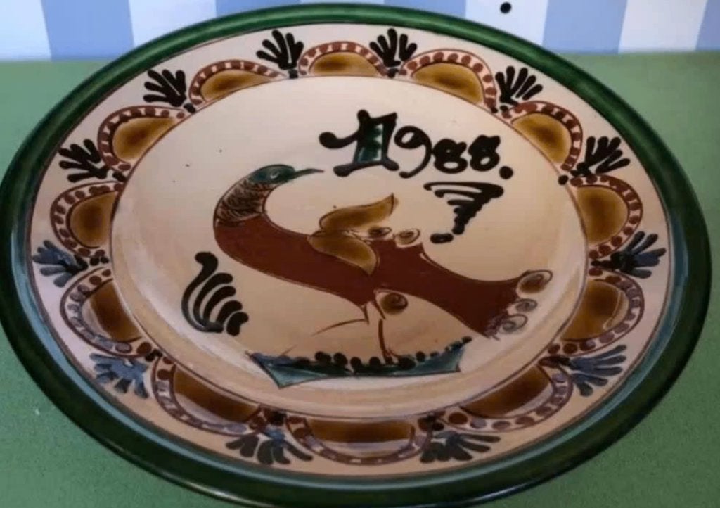 Keramiek geglazuurd wandbord met vogel (22,5 diam), Antiek en Kunst, Antiek | Wandborden en Tegels, Ophalen of Verzenden