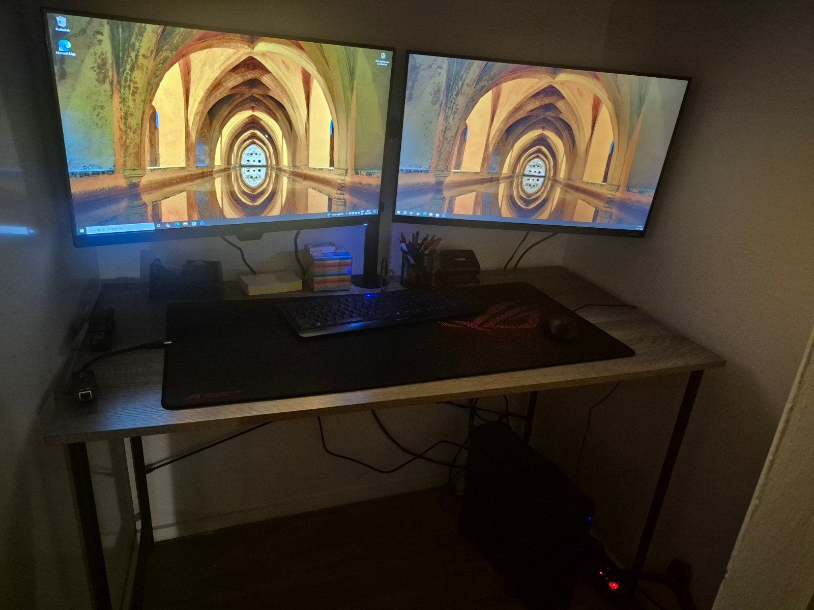 Complete computer setup met twee schermen, Ophalen, Gebruikt, Cherry, Toetsenbord en muis-set