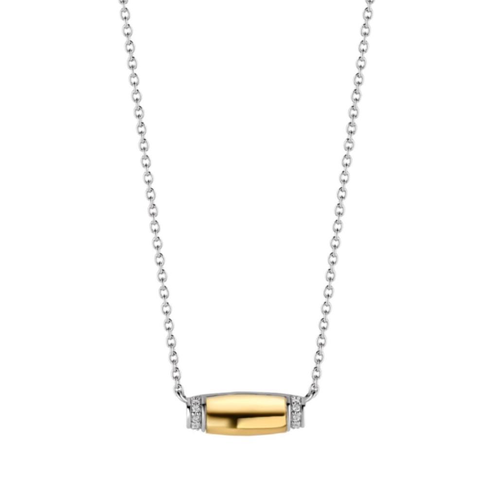 TI SENTO 3943ZY ZILVEREN COLLIER, VERGULD HANGERTJE ZIRKONIA, Info@juwelier-van-soest.nl, Nieuw, Ophalen of Verzenden, Juwelier van Soest