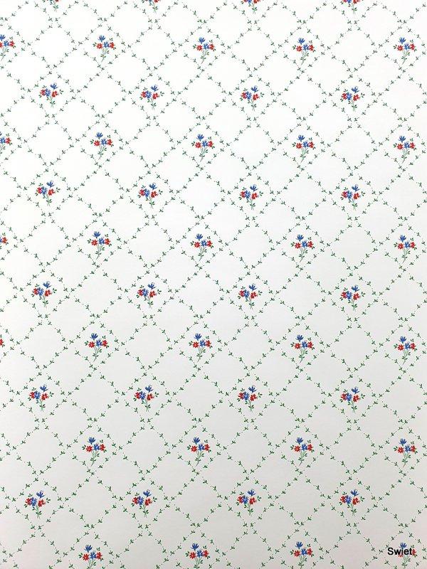 11763 Ruit bloemenbehang met mini bouquetjes swiet, Huis en Inrichting, Stoffering | Behang, Verzenden, Minder dan 10 m², Rood