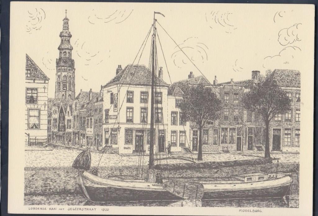 Middelburg Londense Kaai + Segeerstraat Kunst J.A.A. Mulder, Verzenden, Voor 1920, Ongelopen, Zeeland