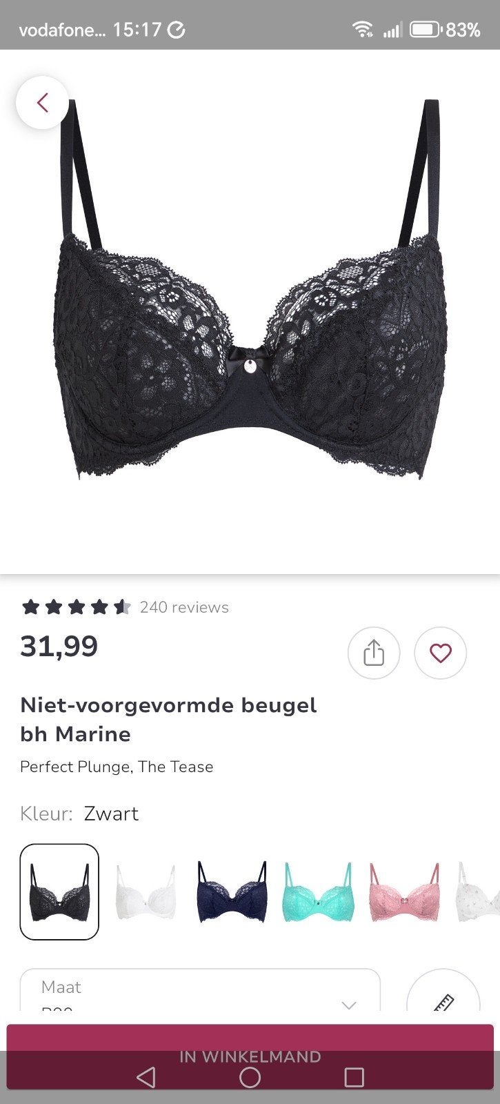 Bh B90 1 x gedragen, Hunkemöller, Ophalen, Zwart, BH
