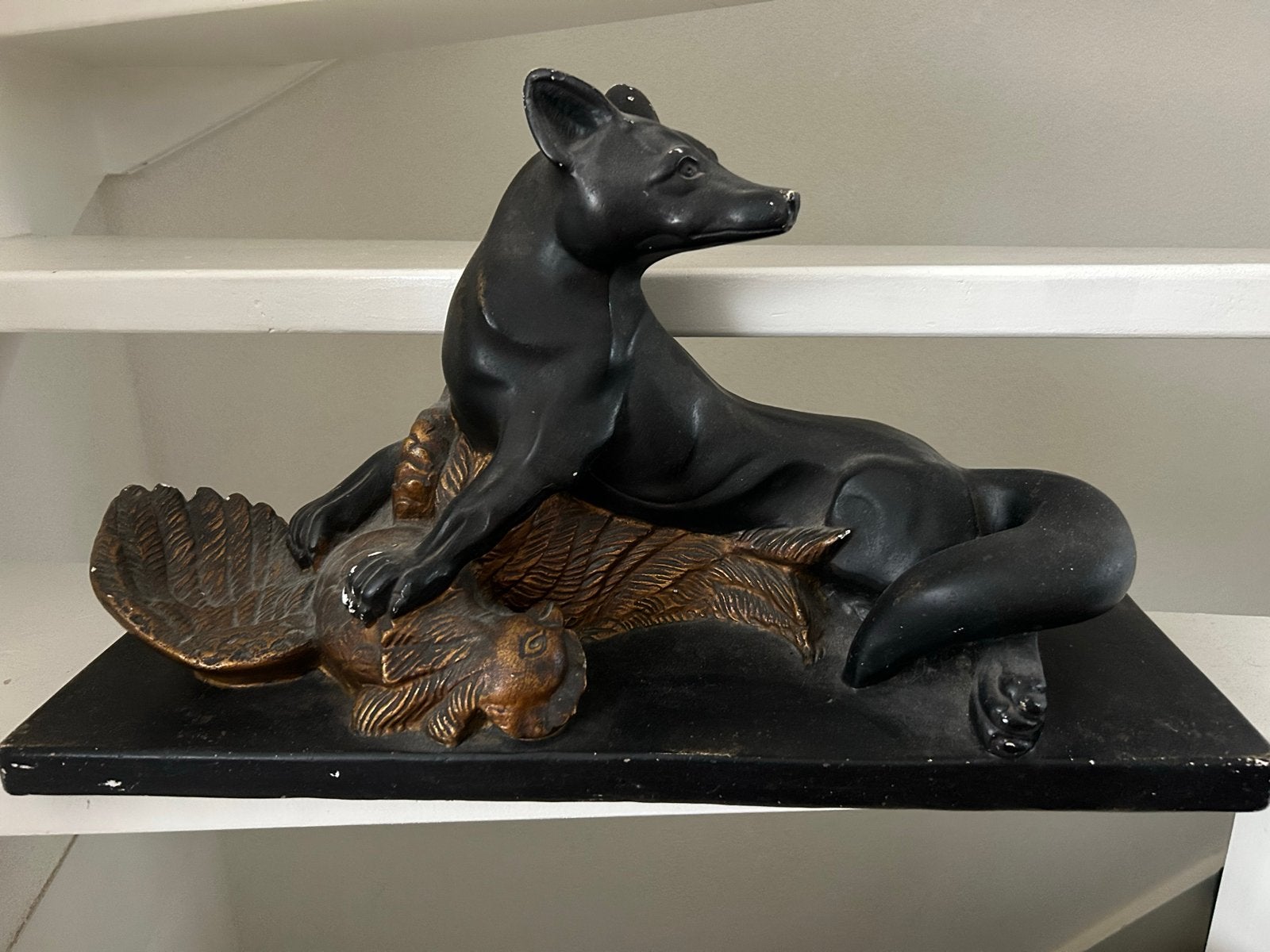 Art Deco Schouwbeeld: Vos met Fazant, Antiek en Kunst, Ophalen
