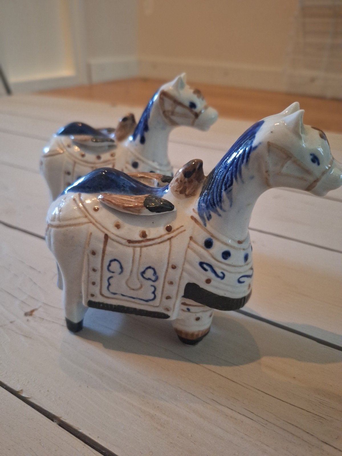 Vintage Chinees keramiek geluidspaardjes paar met feniks, Ophalen of Verzenden