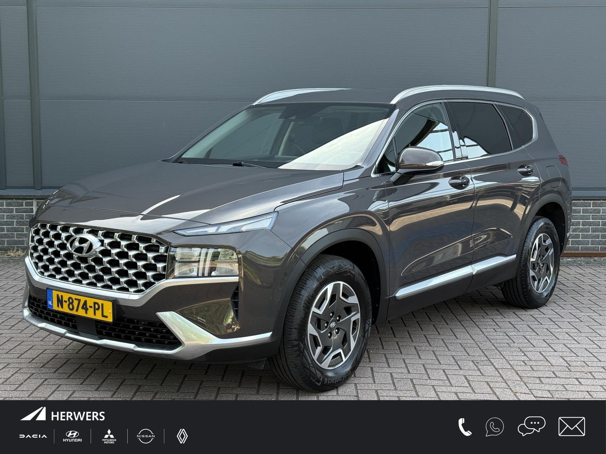 Hyundai Santa Fe 1.6 T-GDI HEV Comfort Smart / Dealer Onderh, Auto's, Santa Fe, Euro 6, 4 cilinders, Bruin