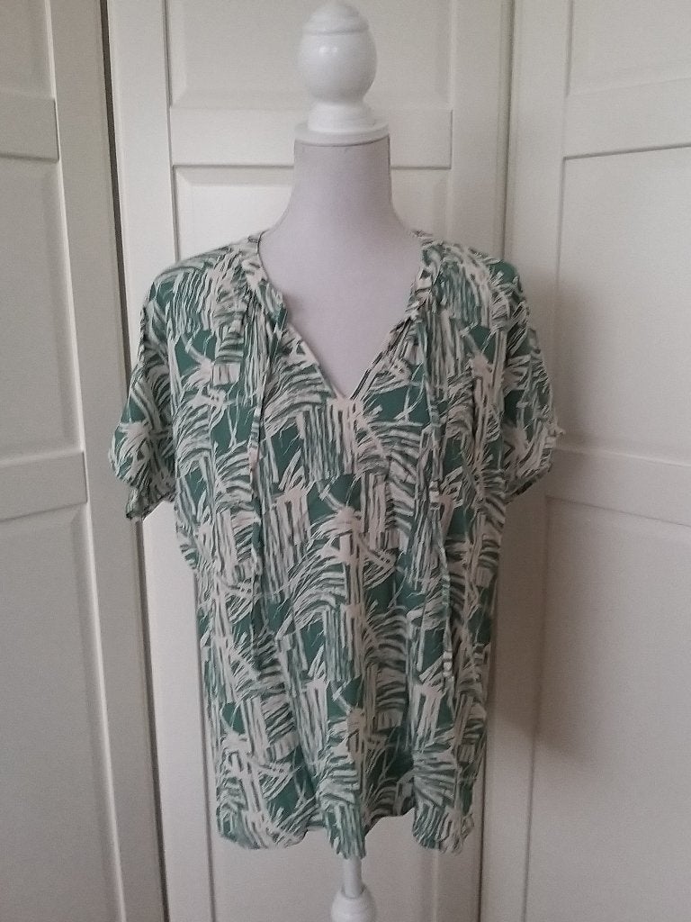 Anna van Toor groen witte top, maat L (valt als XXL), Kleding | Dames, Anna van Toor, Maat 42/44 (L), Ophalen of Verzenden, Korte mouw