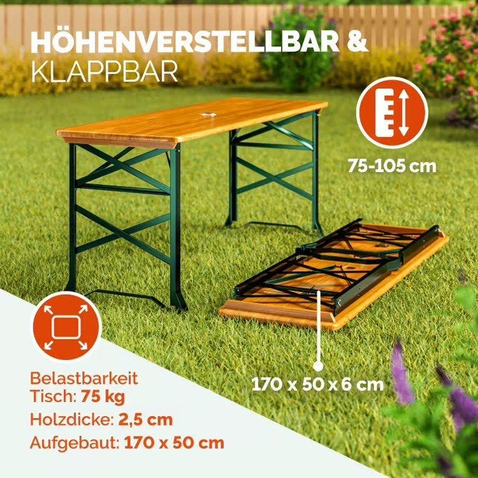 Biertafel verhoogbaar tot statafel - buitentafel tuintafel, Ophalen, Gebruikt, Rechthoekig, Hout