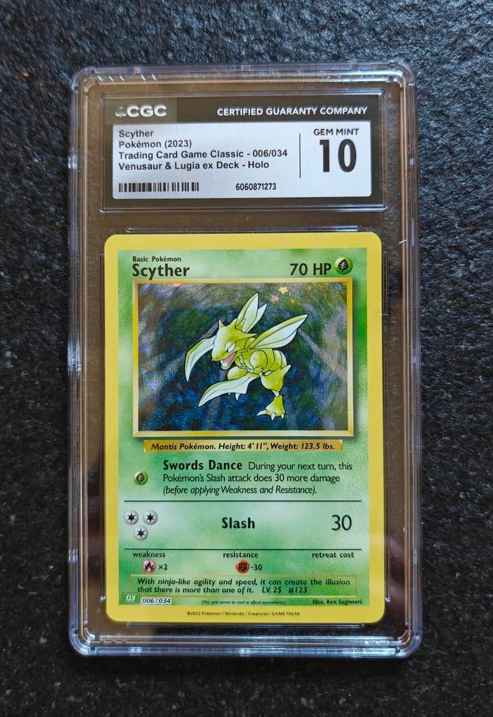 Scyther Pokémon (2023) CGC 10 Gem Mint - Holo, Ophalen of Verzenden, Nieuw, Losse kaart, Foil