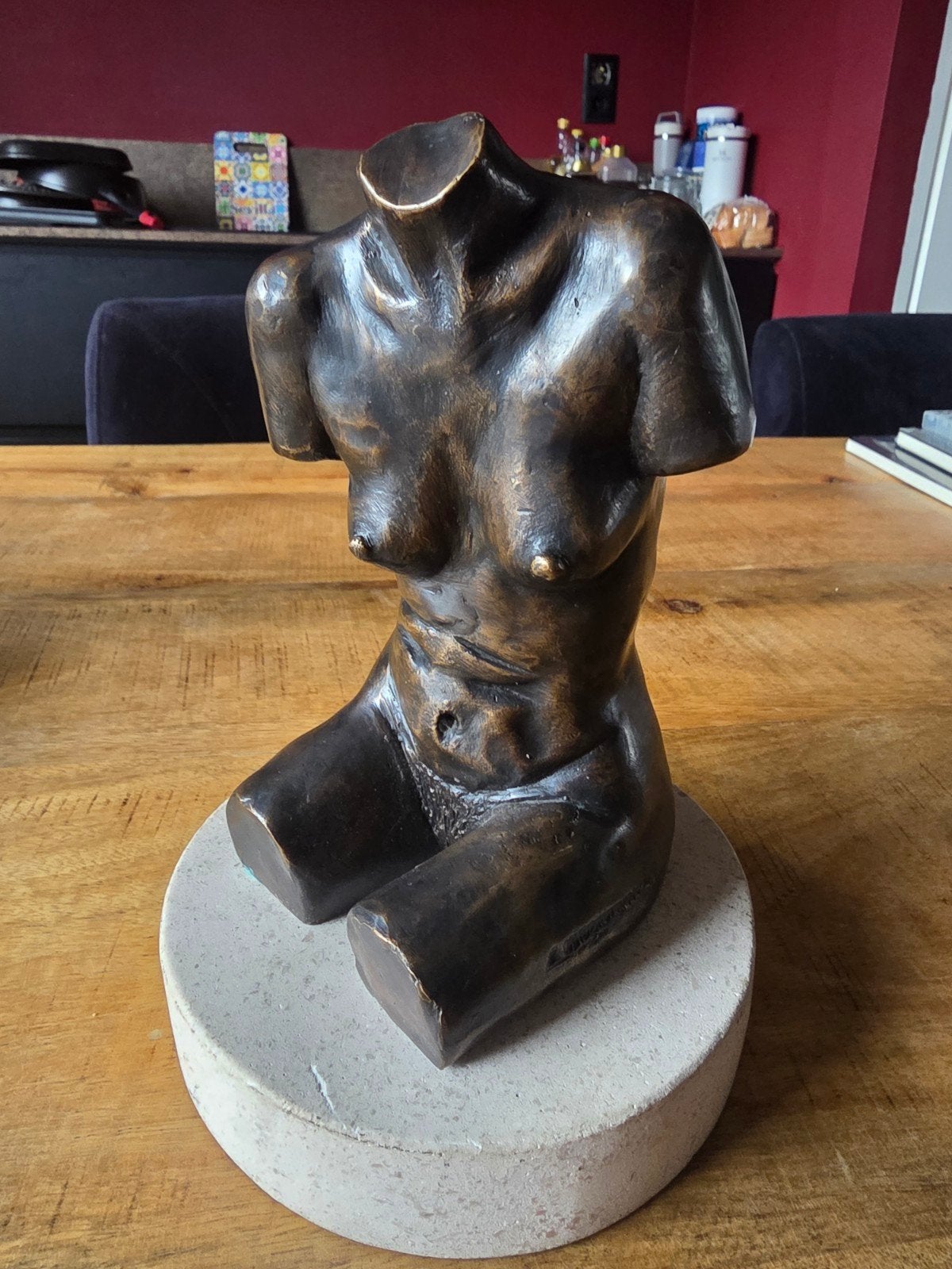 Jean Vandenbossche Bronzen Beeld - Vrouwentorso, Gemerkt, Ophalen of Verzenden, Brons, 20 - 50 cm