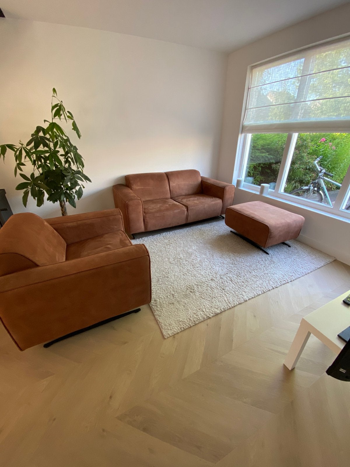 Zithoek 2.5 zits - fauteuil - poef, Ophalen, Gebruikt, Overige materialen, Modern, suedeachtige stof.