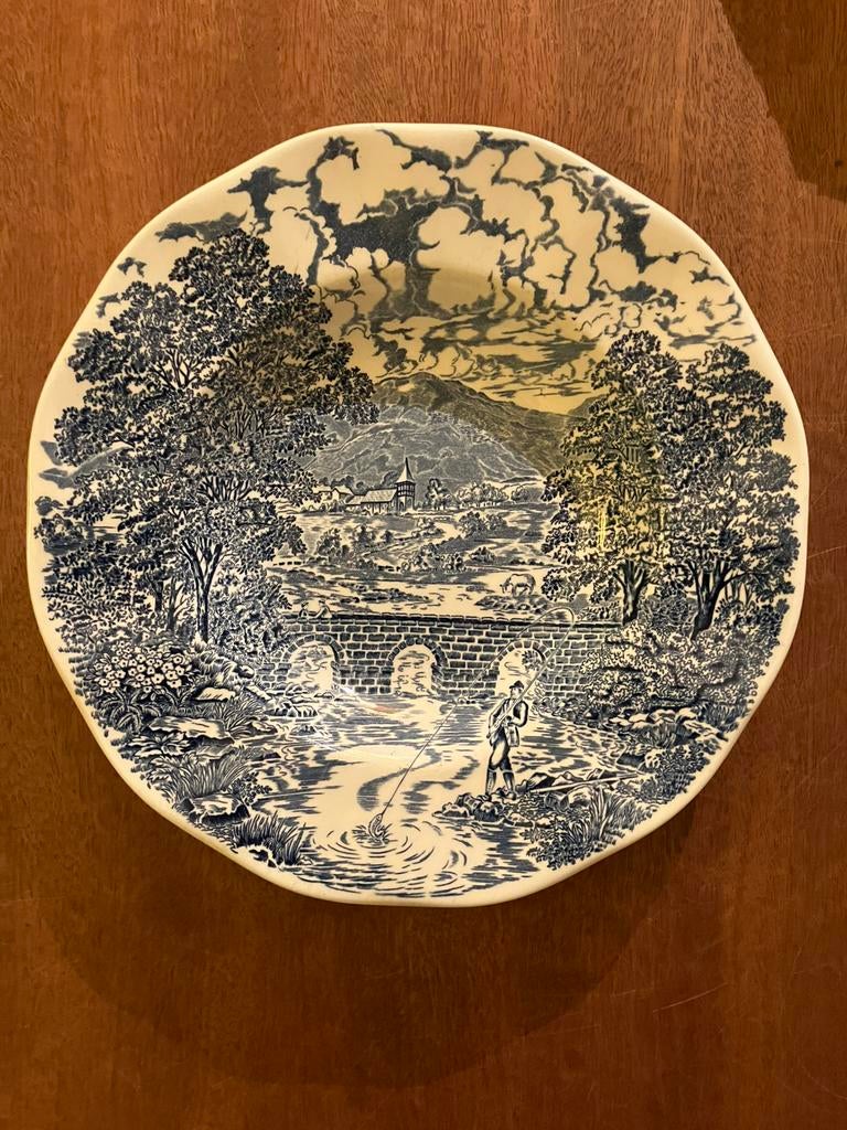 Diep bord 22,5 cm Bridge Scenes Crown Ducal, Ophalen of Verzenden