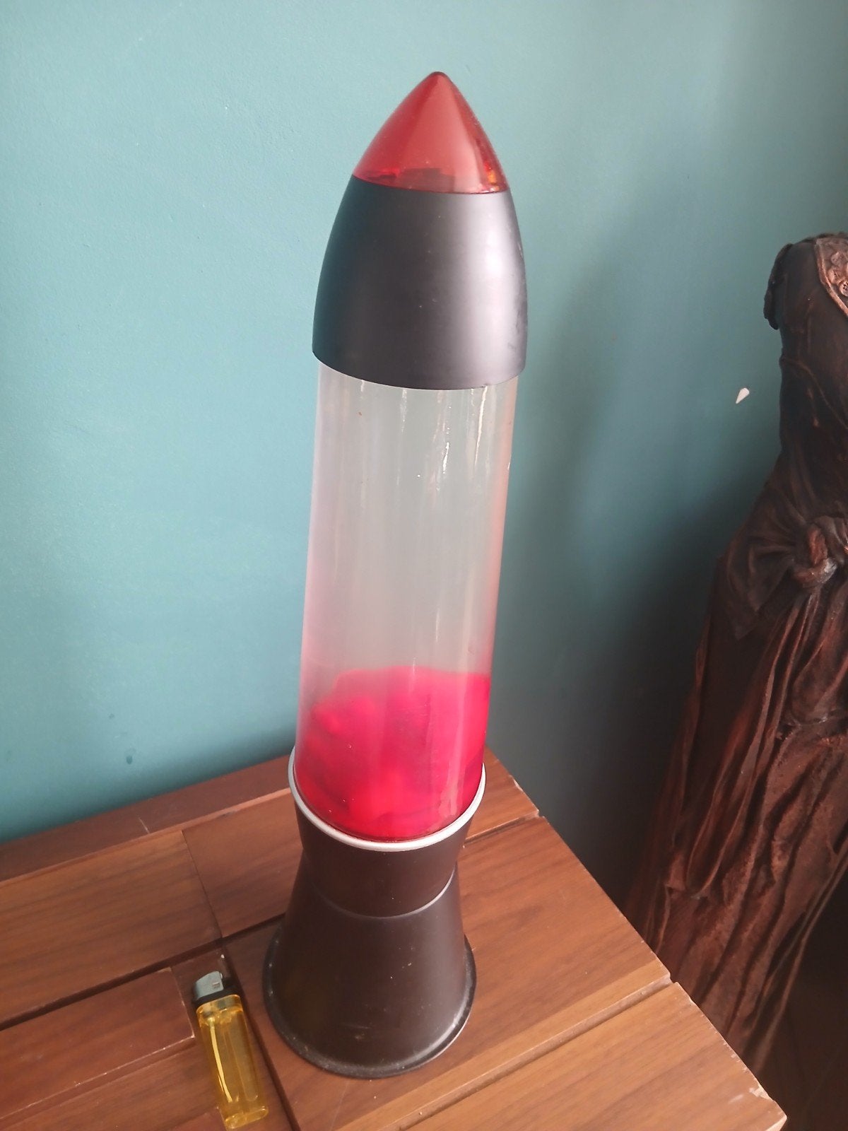 Raket Lavamp met Rode Vloeistof - Vintage Stijl, Overige merken, Gebruikt, Kunststof, Rood