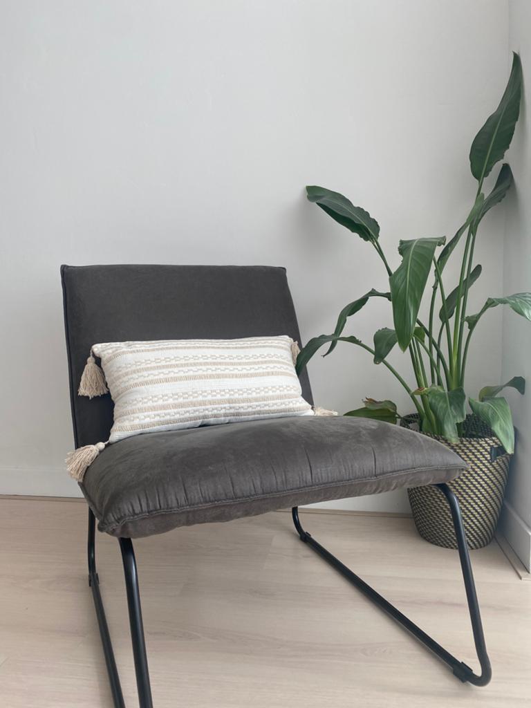 Fauteuil velvet antraviet, Huis en Inrichting, Fauteuils, Ophalen of Verzenden, Zo goed als nieuw, Minder dan 75 cm, 50 tot 75 cm