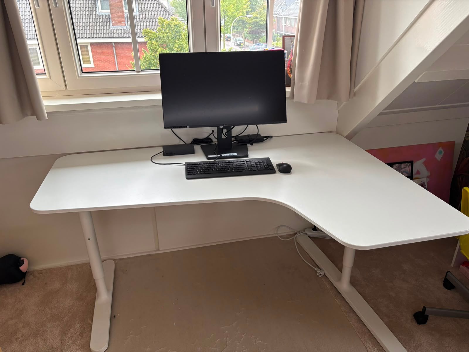 Hoekbureau rechts Bekant Ikea, Huis en Inrichting, Bureaus, Ophalen, In hoogte verstelbaar, Zo goed als nieuw