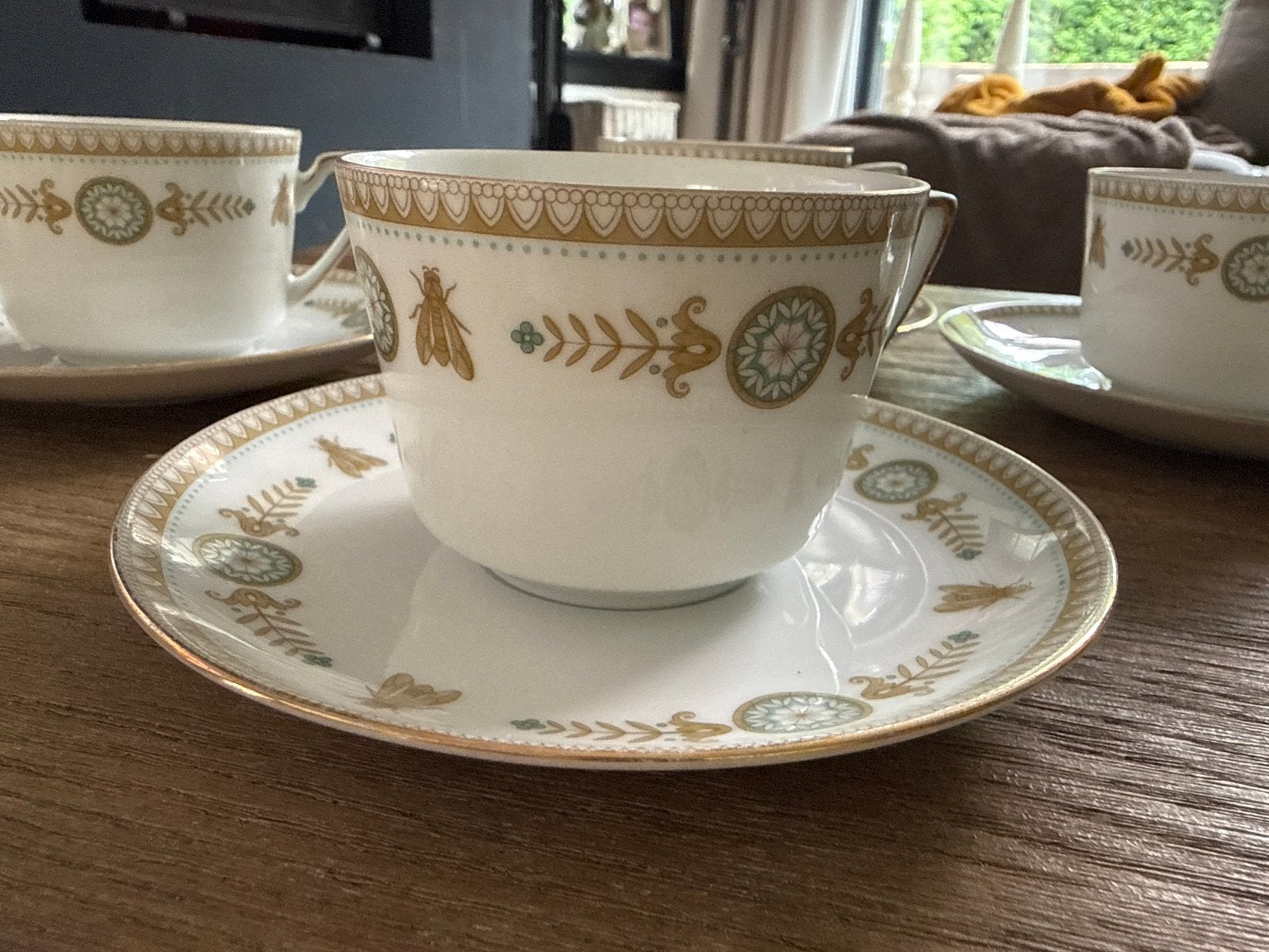 Eschenbach bavaria goud met vlieg Set van 4 kopjes/schotels, Antiek en Kunst, Ophalen of Verzenden