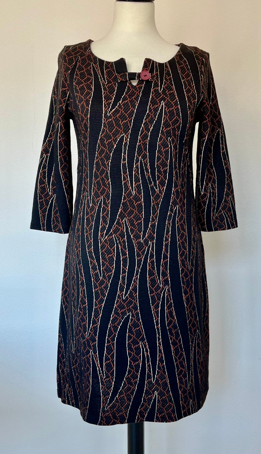 Wax Collection zwart/bruine jurk maat 36, Kleding | Dames, Bruin, Ophalen of Verzenden, Zo goed als nieuw, Knielengte