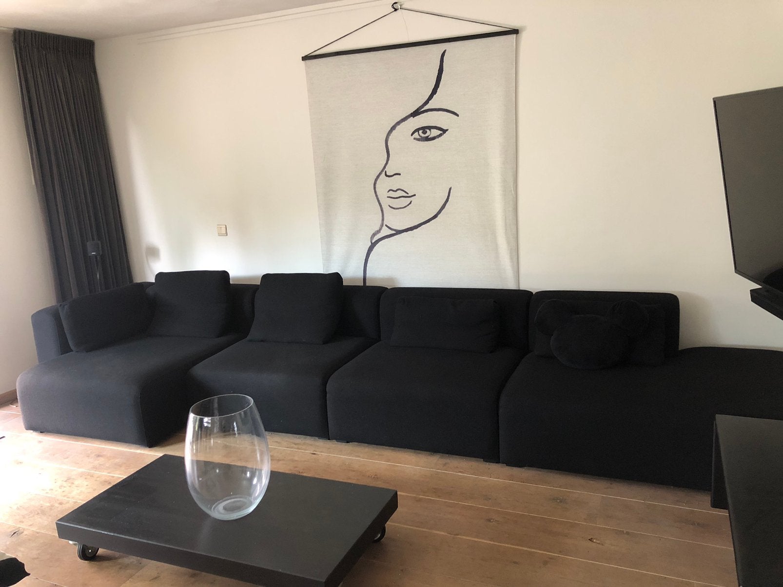 Hay Mags bank zwart, modulair., Ophalen, Gebruikt, 300 cm of meer, 75 tot 100 cm