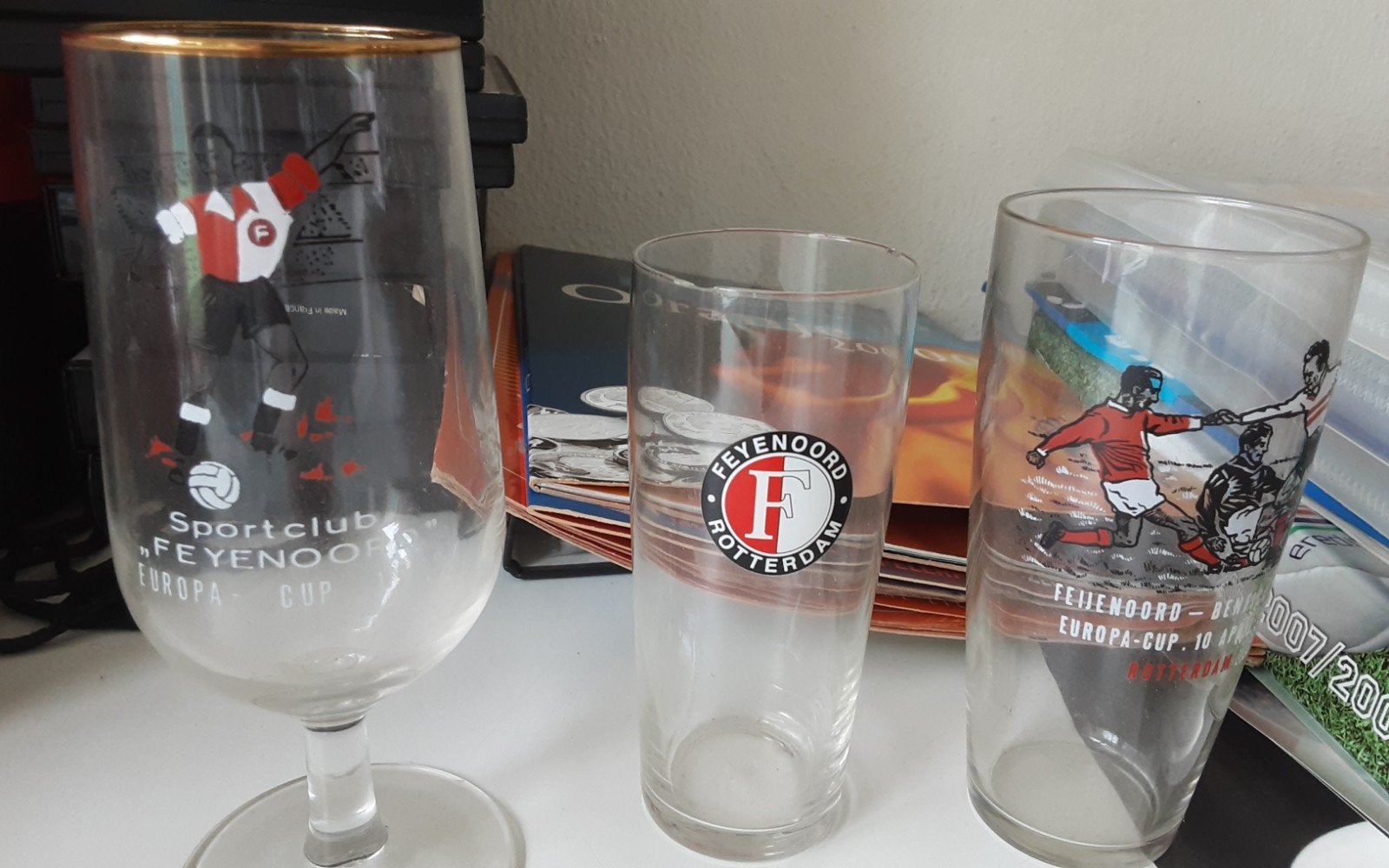 Feyenoord Glazen - Vintage Collectie 3 stuks, Ophalen of Verzenden, Gebruikt, Feyenoord, Overige typen
