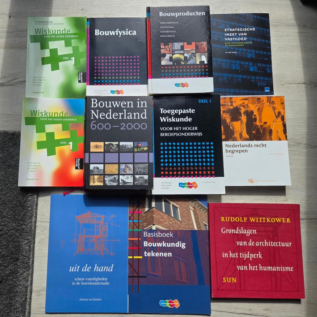 Diverse studieboeken: Wiskunde, Bouwkunde, Recht, Boeken, Studieboeken en Cursussen, Ophalen, Beta, Gelezen, HBO