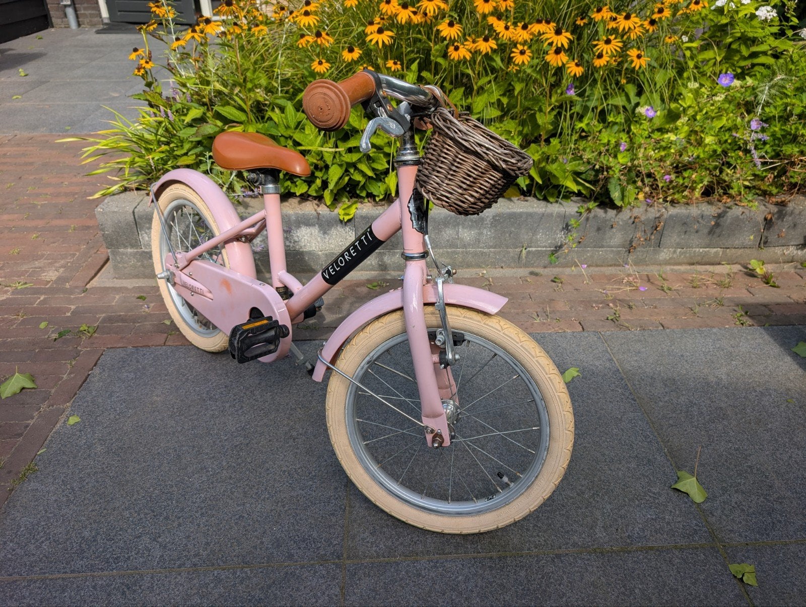 Veloretti Maxi 16 inch kinderfiets - Lichtroze, Ophalen, Zijwieltjes, Velgrem, Veloretti
