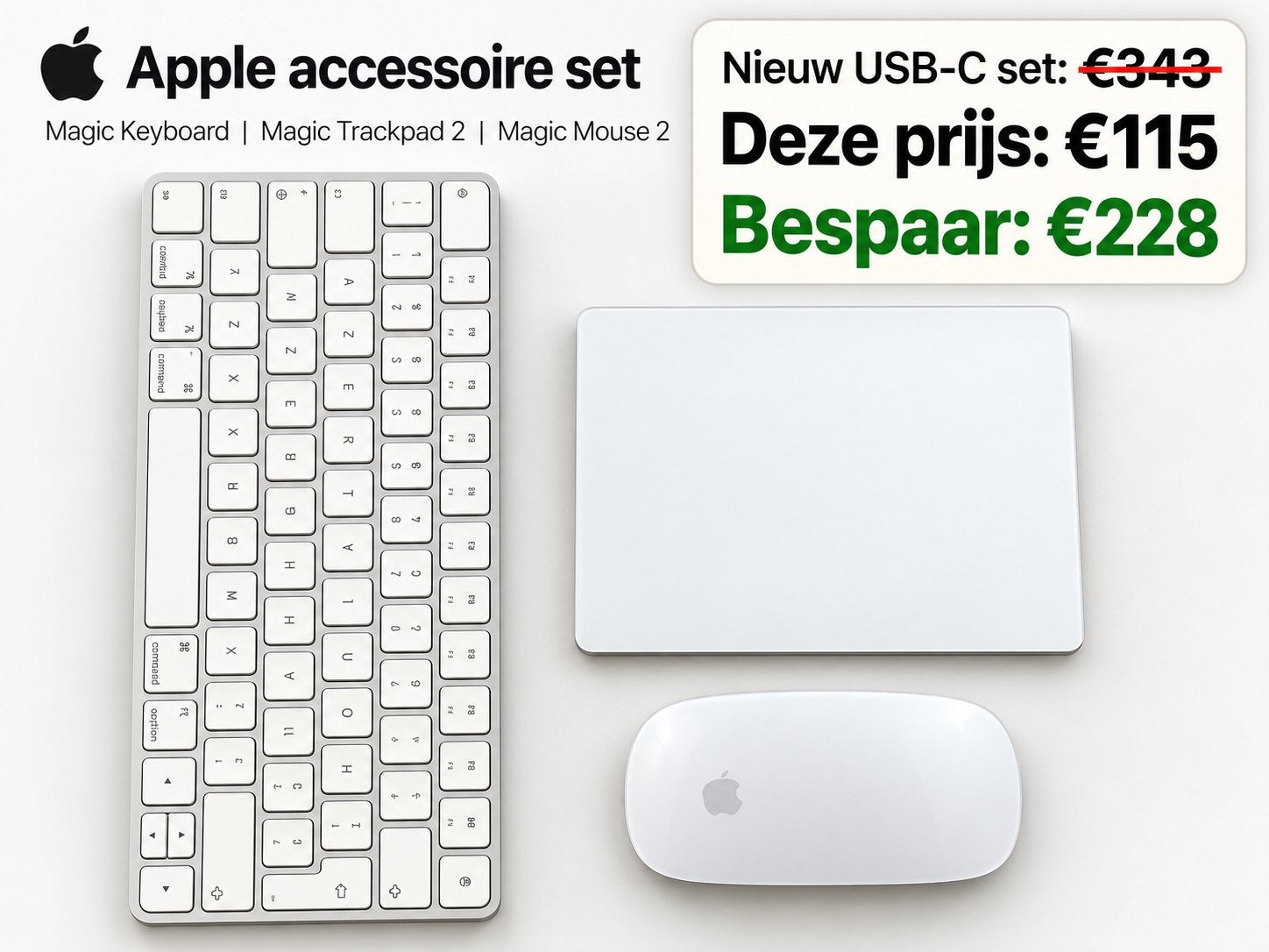 Apple Magic Keyboard + Magic Trackpad 2 + Magic Mouse 2 –, Computers en Software, Ophalen of Verzenden, Zo goed als nieuw