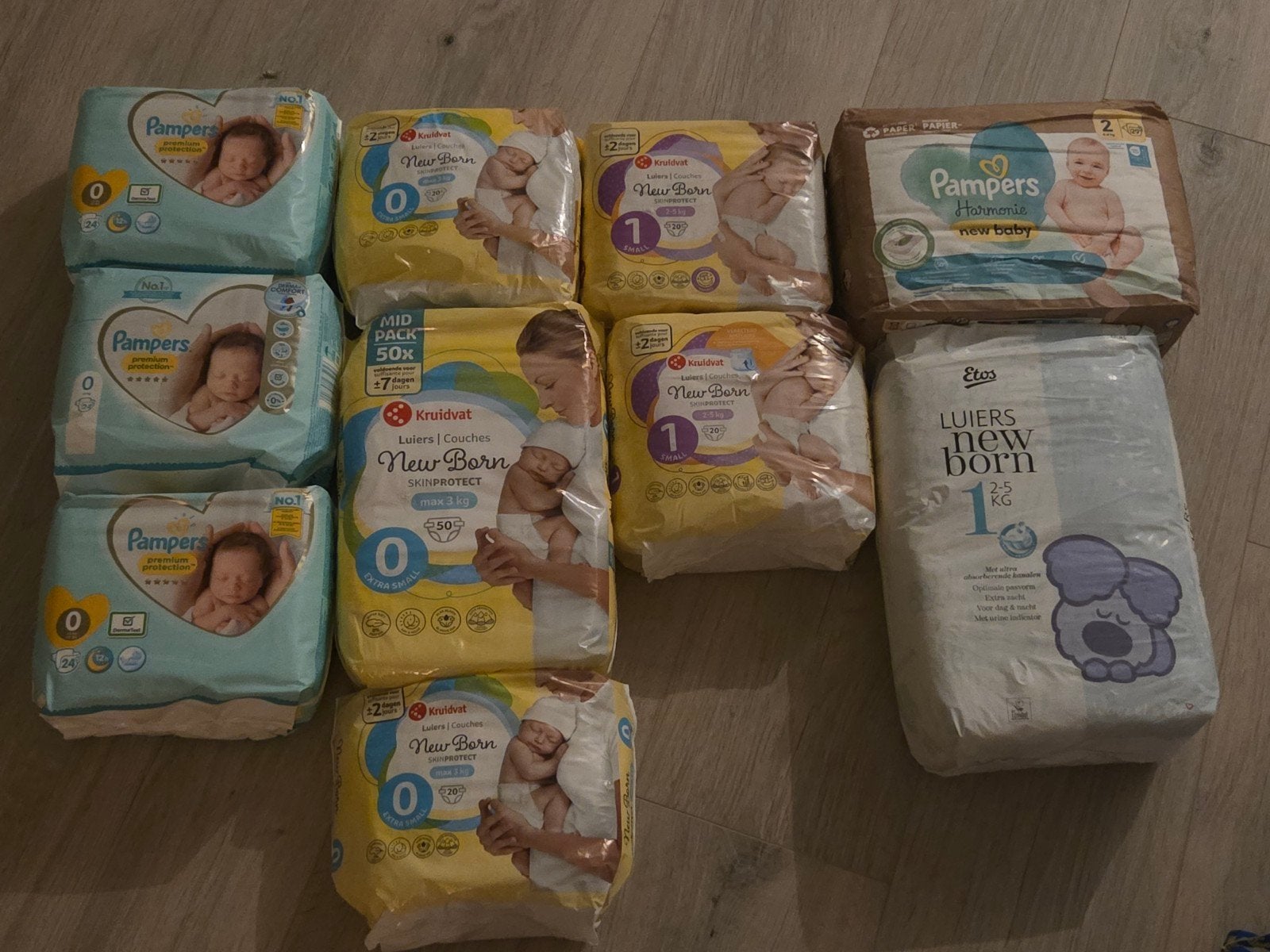 Diverse merken New Born luiers - Maat 0, 1 en 2, Ophalen of Verzenden, Nieuw
