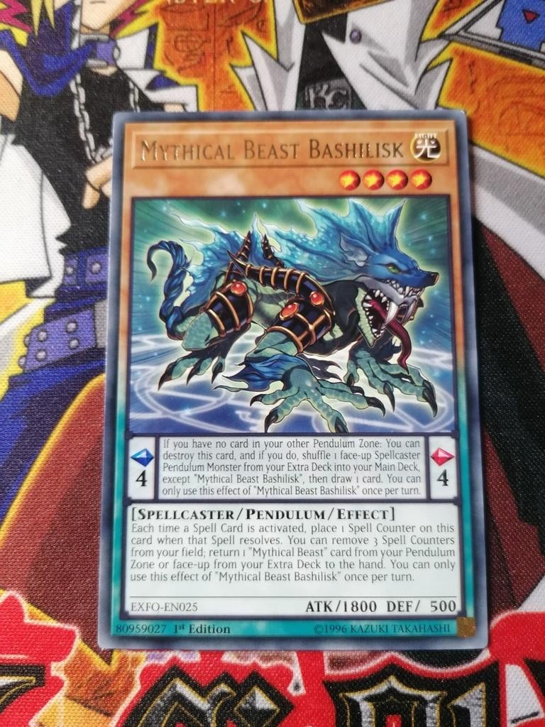 Mythical Beast Bashilik - Rare EXFO - Yu-Gi-Oh, Ophalen of Verzenden, Zo goed als nieuw