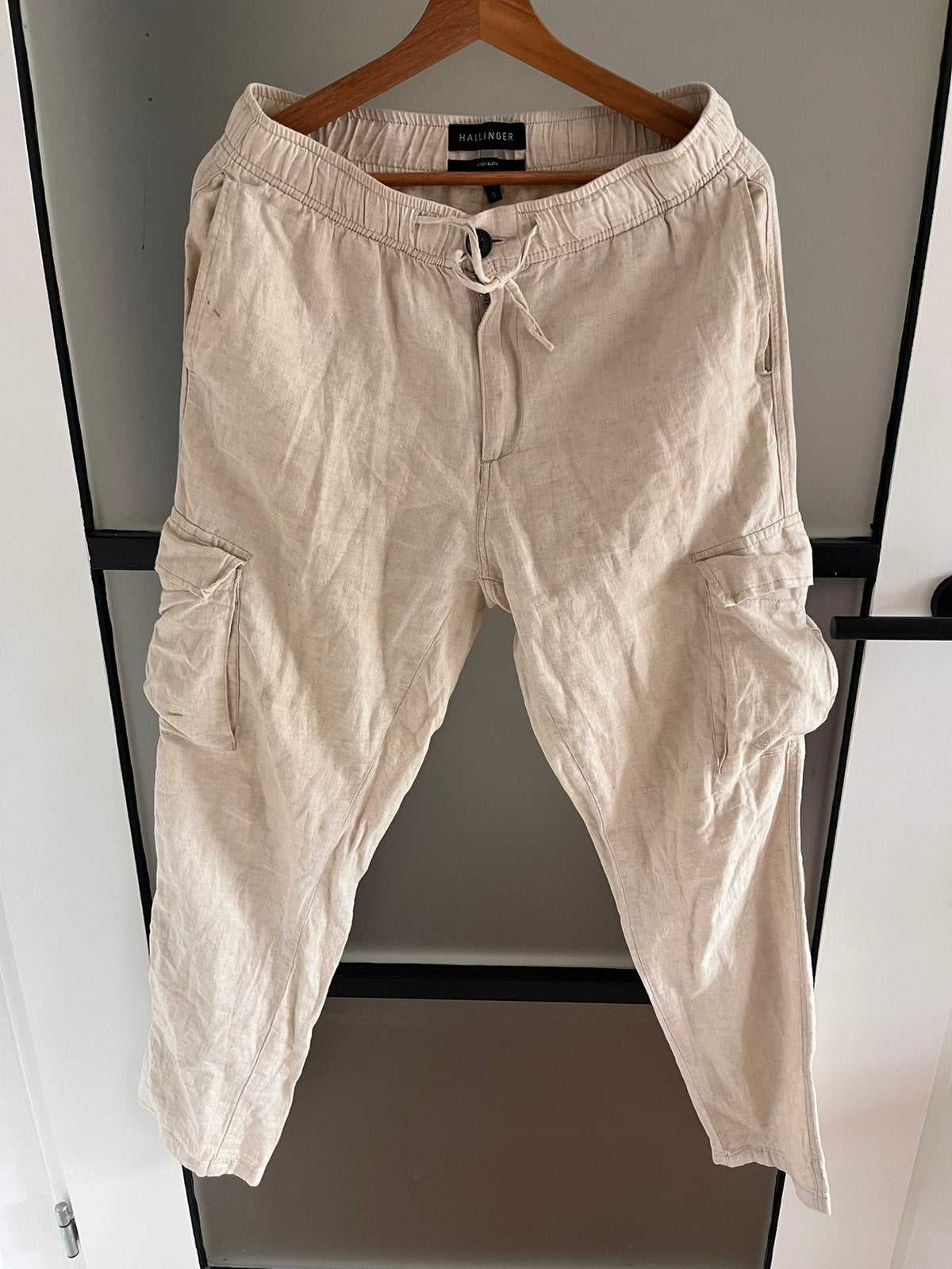 HALLINGER Linnen Blend Cargo Broek Maat S, Ophalen of Verzenden, Gedragen, Maat 46 (S) of kleiner, Beige