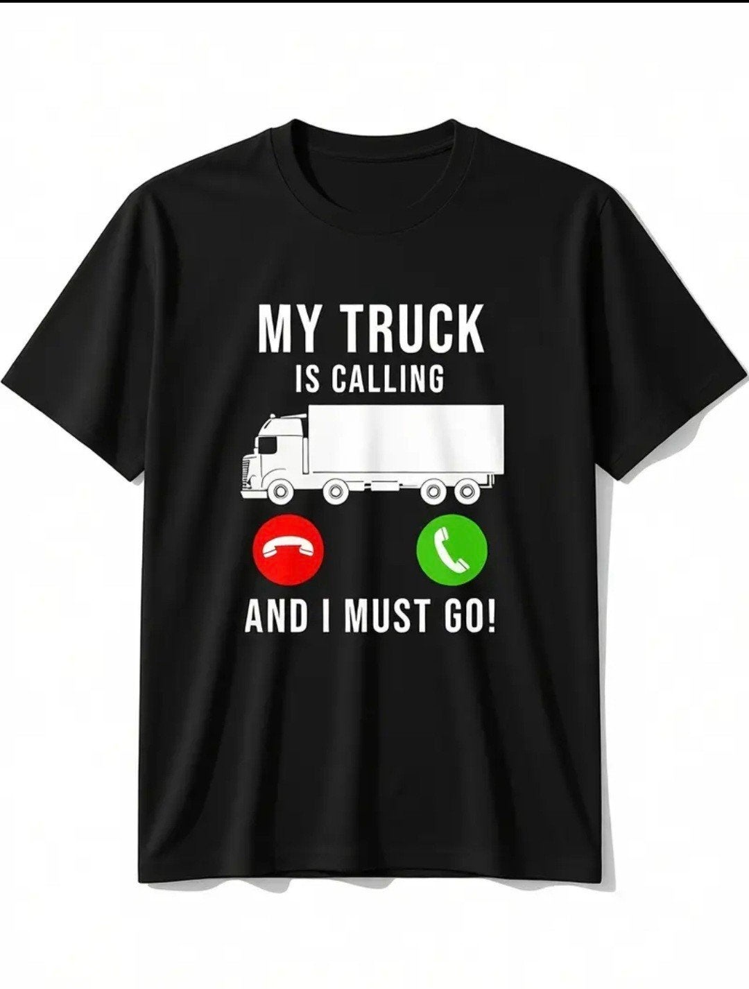 Zwart T-shirt met 'My Truck Is Calling' print, Ophalen of Verzenden, Nieuw, Maat 56/58 (XL), Zwart