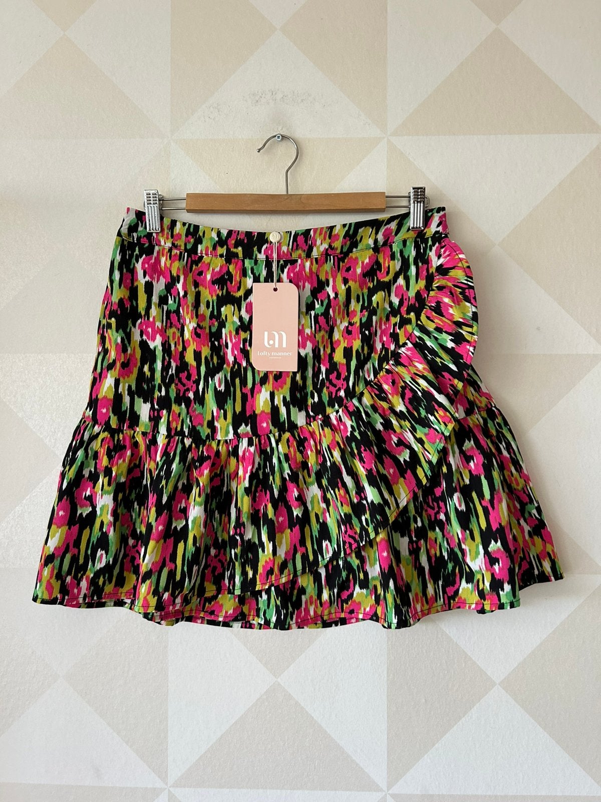 Lofty Manner rok ruche roze groen L/40 NIEUW, Maat 42/44 (L), Nieuw, Ophalen of Verzenden, Roze
