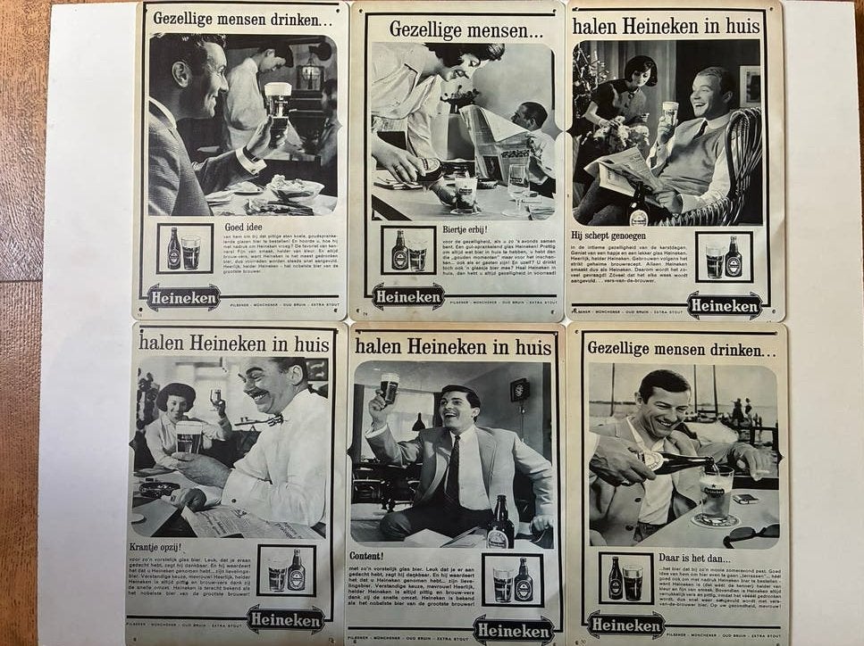 Heineken reclameborden jaren '50 - Set van 6, Verzenden