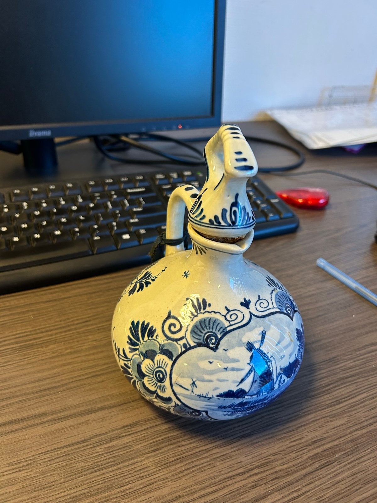 Antieke Delft Blauw kruik Erven Lucas Bols Anno 1575, Ophalen of Verzenden