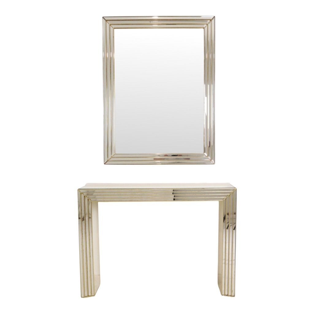 Zeldzame Design Spiegel met Console Zilver Goud Deknudt, Antiek en Kunst, Ophalen, Overige vormen, 100 tot 150 cm, 100 tot 150 cm